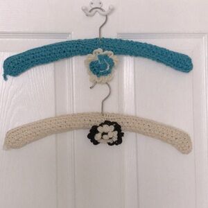 Vintage Crochet on Wood Hangers 1960s